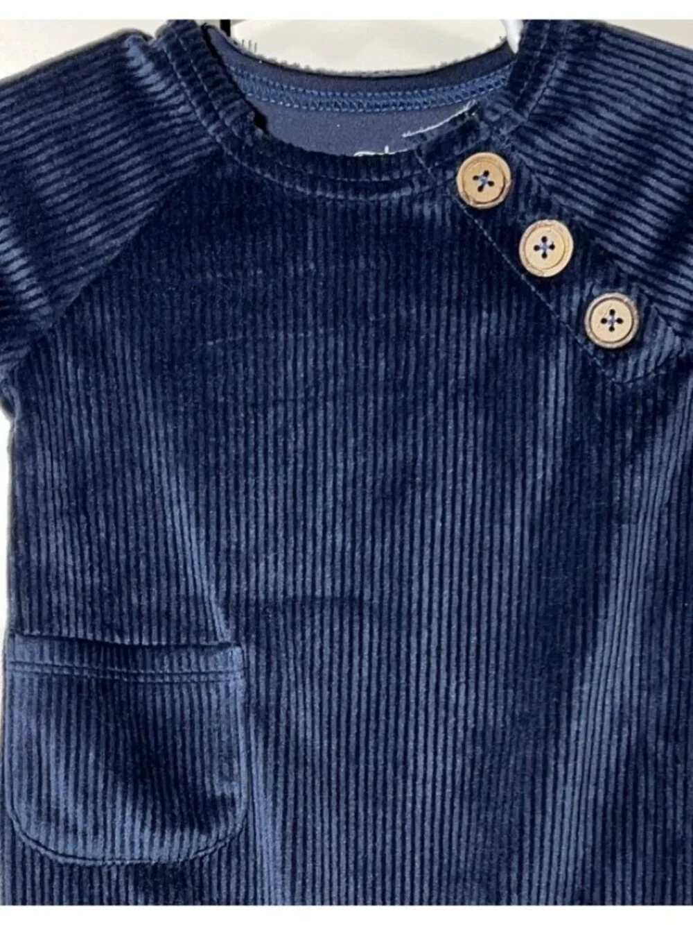 Mud Pie 3m 6m NWOT Navy Blue ribbed velour romper sleeper footed one piece